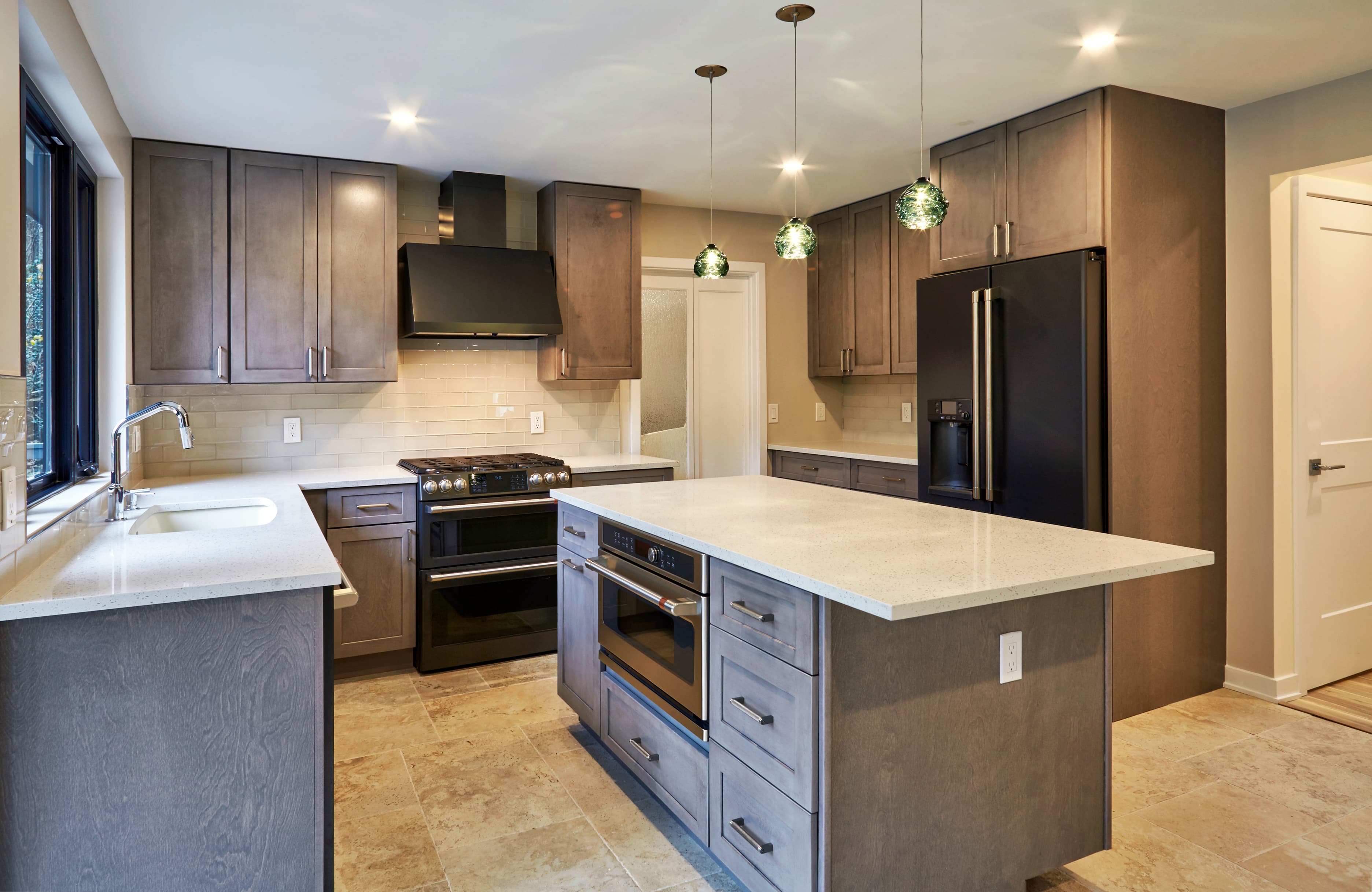 Kitchen Remodel — Gray Cabinetry & Island — NJ